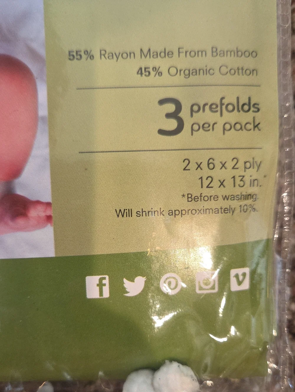 GroVia Newborn Babt Prefolds - Size 1 (Pack of 3) (4lbs-9lbs)